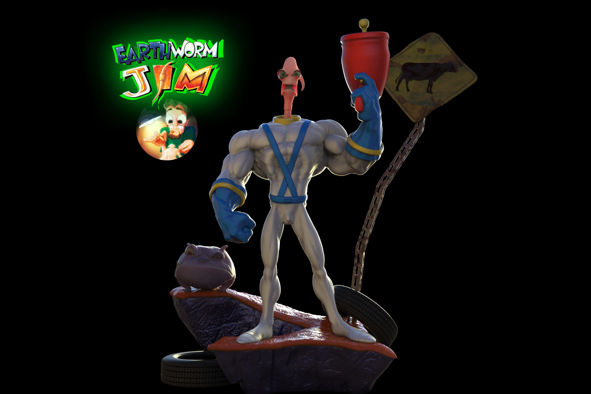 Earthworm Jim 3D Print Model .c4d .max .obj .3ds .fbx .stl .blend 