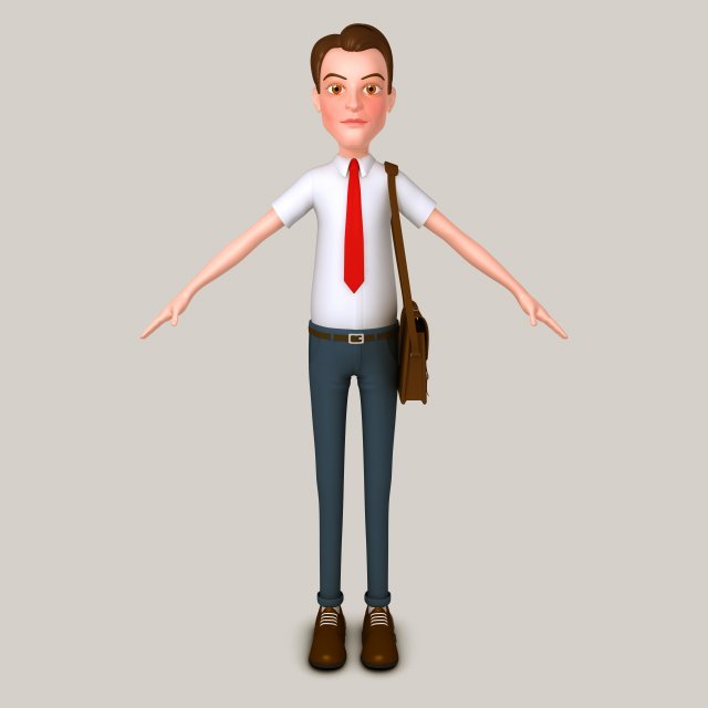 cartoon man with bag Model 3D .c4d .max .obj .3ds .fbx .stl .blend 