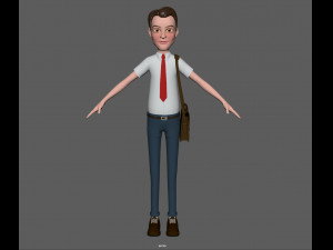 cartoon man with bag Model 3D