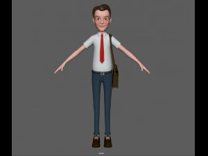 cartoon man with bag 3D Model
