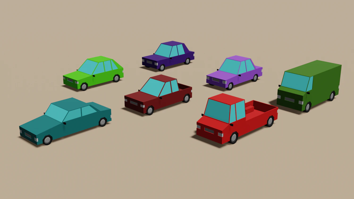 Lowpoly cars pack 3d 3D Model .c4d .max .obj .3ds .fbx .stl .blend