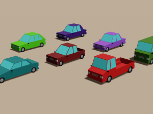 Lowpoly cars pack 3d 3D 모델