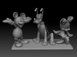 Mickey Minnie Mouse and Pluto Modelo 3D
