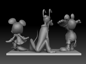 Mickey Minnie Mouse and Pluto Modèle 3D