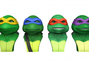 TURTLES NINJA 1990 FOR 3D PRINT BUSTS 3D Print Model