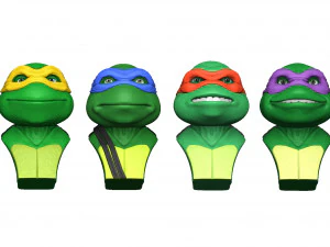 TURTLES NINJA 1990 FOR 3D PRINT BUSTS 3D Print Model