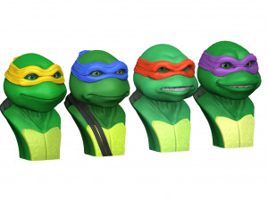 TURTLES NINJA 1990 FOR 3D PRINT BUSTS Model Cetak 3D