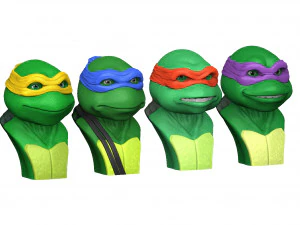 TURTLES NINJA 1990 FOR 3D PRINT BUSTS 3D Print Model
