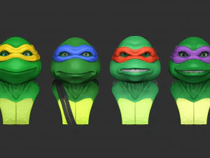 TURTLES NINJA 1990 FOR 3D PRINT BUSTS 3D Print Model