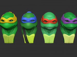 TURTLES NINJA 1990 FOR 3D PRINT BUSTS 3D Print Model