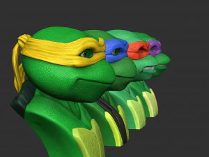 TURTLES NINJA 1990 FOR 3D PRINT BUSTS 3D Print Model