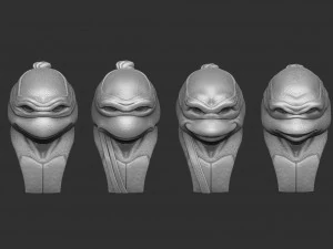 TURTLES NINJA 1990 FOR 3D PRINT BUSTS 3D Print Model