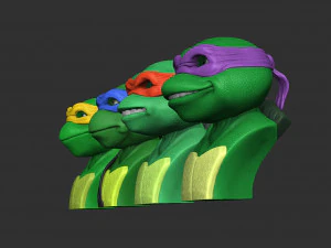 TURTLES NINJA 1990 FOR 3D PRINT BUSTS 3D Print Model
