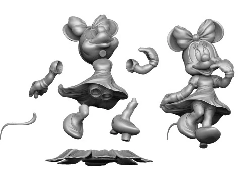 Minnie Mouse CON FIORE PER STAMPA 3D STL assemblato e solido Modello 3D