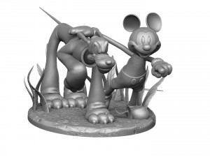 MICKEY MOUSE AND PLUTO FOR 3D PRINT STL 3D Model