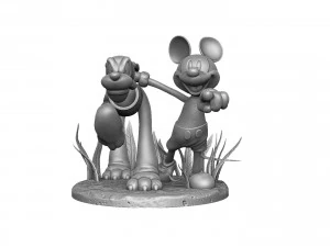 MICKEY MOUSE AND PLUTO FOR 3D PRINT STL 3D Model