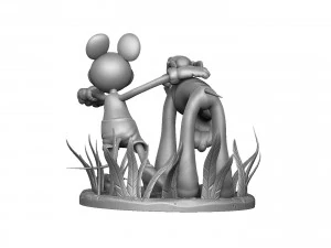 MICKEY MOUSE AND PLUTO FOR 3D PRINT STL 3D Model