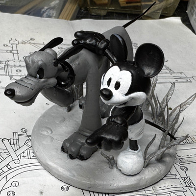 MICKEY MOUSE AND PLUTO FOR 3D PRINT STL 3D Модель .c4d .max .obj .3ds .fbx .stl .blend
