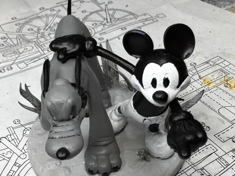 MICKEY MOUSE AND PLUTO FOR 3D PRINT STL 3D Model