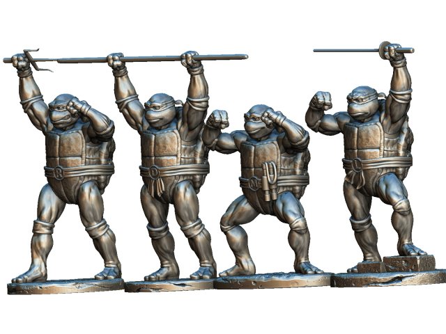TURTLES 1987 SET FOR 3D PRINT 4 CHARACTERS 3D Model .c4d .max .obj .3ds .fbx .stl .blend 