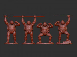 TURTLES 1987 SET FOR 3D PRINT 4 CHARACTERS 3D Model