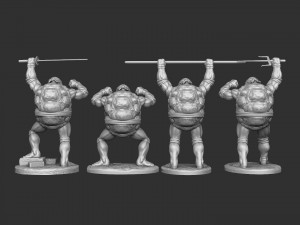 TURTLES 1987 SET FOR 3D PRINT 4 CHARACTERS 3D Model