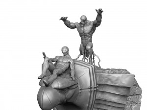SPIDER-MAN AND VENOM DIORAMA FOR 3D PRINT STL Modèles 3D en vedette