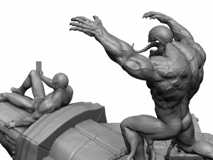 SPIDER-MAN AND VENOM DIORAMA FOR 3D PRINT STL Modèles 3D en vedette
