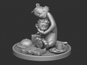 CALVIN AND HOBBES FOR 3D PRINT STL HUG MODEL 3D Принт Модель