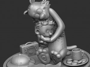 CALVIN AND HOBBES FOR 3D PRINT STL HUG MODEL 3D Print Model