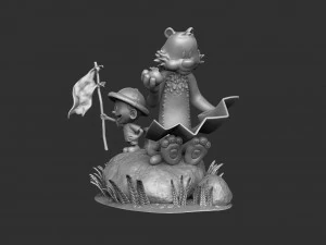 Calvin und Hobbes in der Natur f&uuml;r 3D-Druckstl 3D Druckmodell