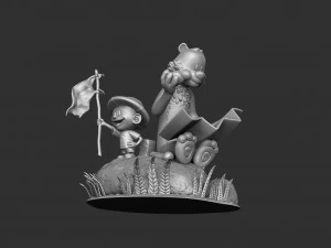 Calvin und Hobbes in der Natur f&uuml;r 3D-Druckstl 3D Druckmodell