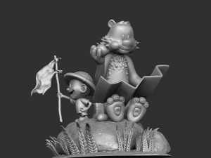 Calvin und Hobbes in der Natur f&uuml;r 3D-Druckstl 3D Druckmodell
