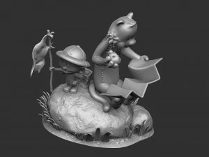 Calvin und Hobbes in der Natur f&uuml;r 3D-Druckstl 3D Druckmodell