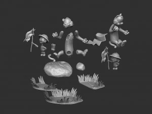 Calvin und Hobbes in der Natur f&uuml;r 3D-Druckstl 3D Druckmodell