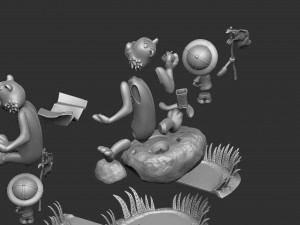 Calvin and Hobbes in nature for 3d print stl 3D 프린트 모델
