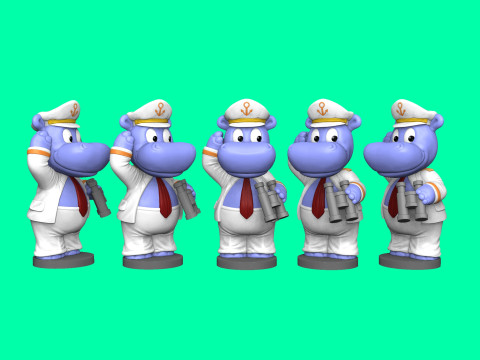 KAPTAIN HAPPY HIPPO FOR 3D PRINT STL 3D Принт Модель