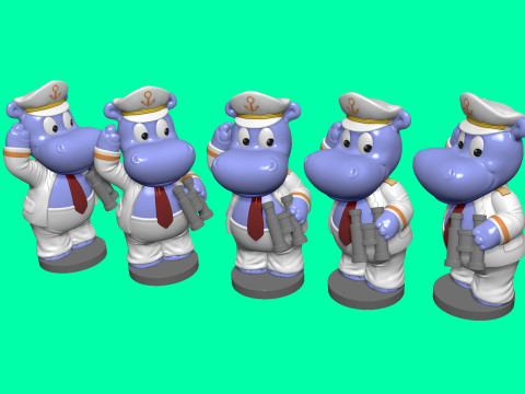 KAPTAIN HAPPY HIPPO FOR 3D PRINT STL 3D Принт Модель