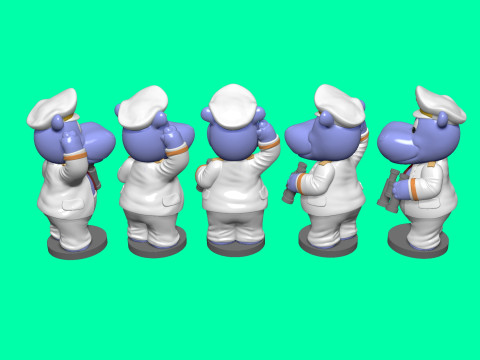 KAPTAIN HAPPY HIPPO FOR 3D PRINT STL 3D Принт Модель
