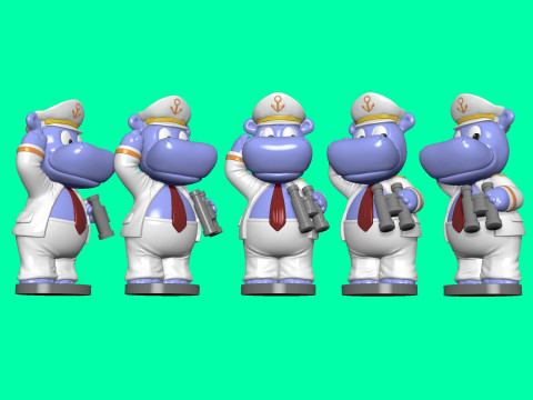 KAPTAIN HAPPY HIPPO FOR 3D PRINT STL 3D Принт Модель