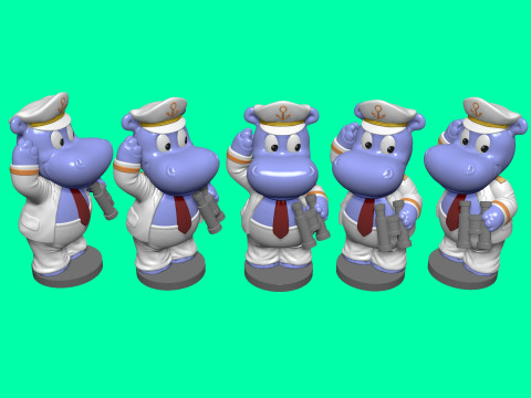 KAPTAIN HAPPY HIPPO FOR 3D PRINT STL 3D Принт Модель