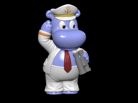 KAPTAIN HAPPY HIPPO FOR 3D PRINT STL 3D Принт Модель