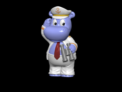 KAPTAIN HAPPY HIPPO FOR 3D PRINT STL 3D Принт Модель