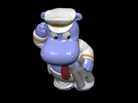 KAPTAIN HAPPY HIPPO FOR 3D PRINT STL 3D Принт Модель