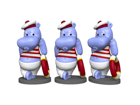 HIPPO FREDDY FLAUTE FOR 3D PRINT STL Model Cetak 3D