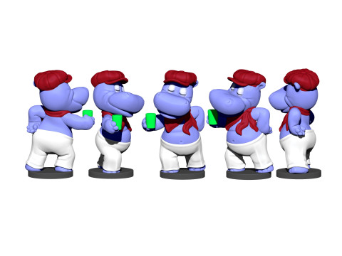 HIPPO SASHA SONNENDECK FOR 3D PRINT STL Model Cetak 3D