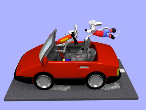 Leopold the cat car with mice for 3D printing STL 3D Model