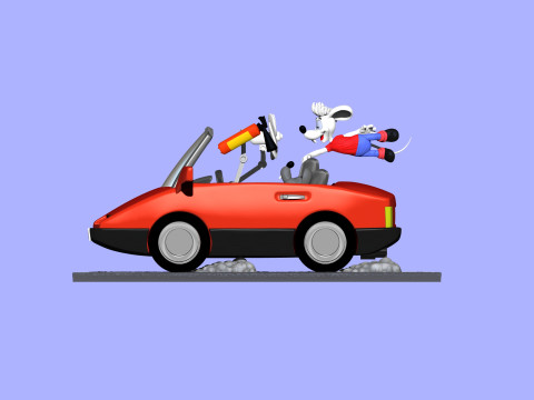 Leopold the cat car with mice for 3D printing STL 3D Model
