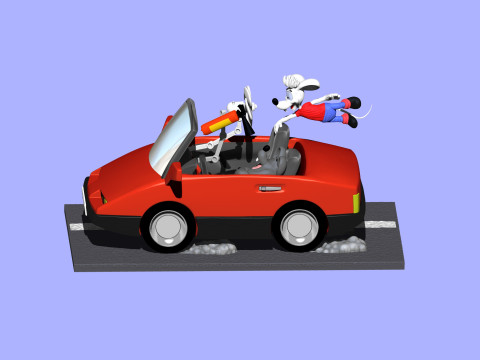 Leopold the cat car with mice for 3D printing STL 3D Model