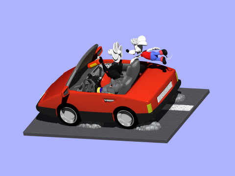 Leopold the cat car with mice for 3D printing STL 3D Model